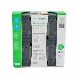 Schneider Electric Prise Étanche-3 prises avec terre + 1 interrupteur va-et-vient Mureva Styl gris anthracite, lot