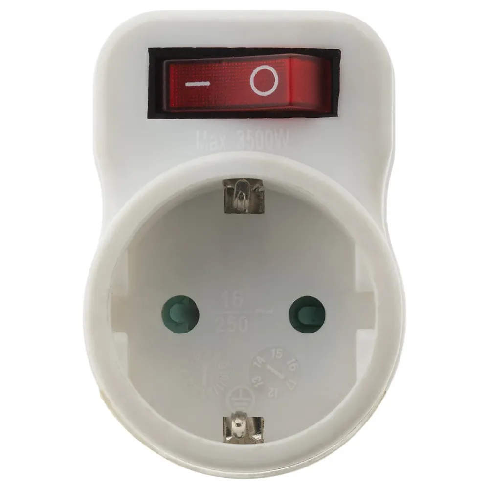 Zenitech Prise Schuko 16A + interrupteur - Blanc -