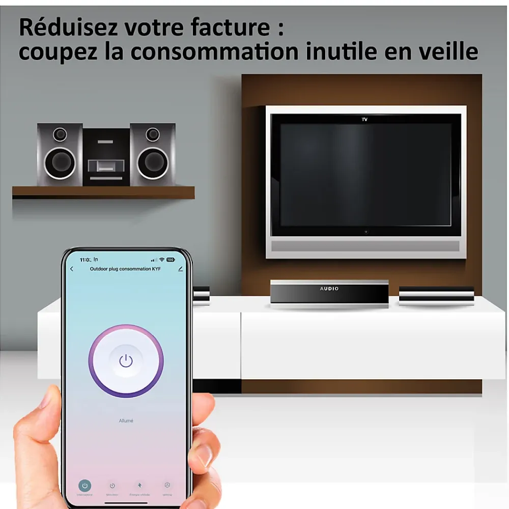 Kyf Commande De L'Éclairage-2 Prises encastrées 3000W Wifi + Suivi de consommation
