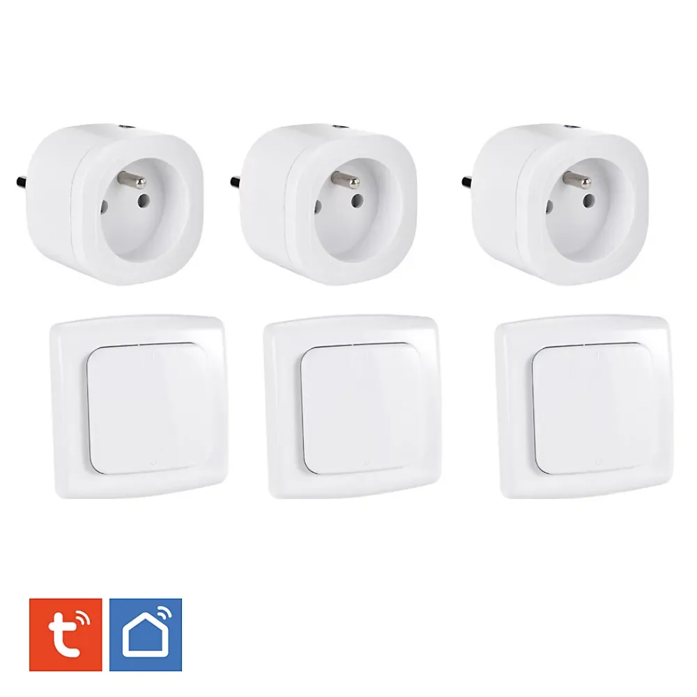 Kyf Commande De L'Éclairage-3 Prises intérieures 3680W connectées Wifi+ 3 Interrupteurs ON/OFF