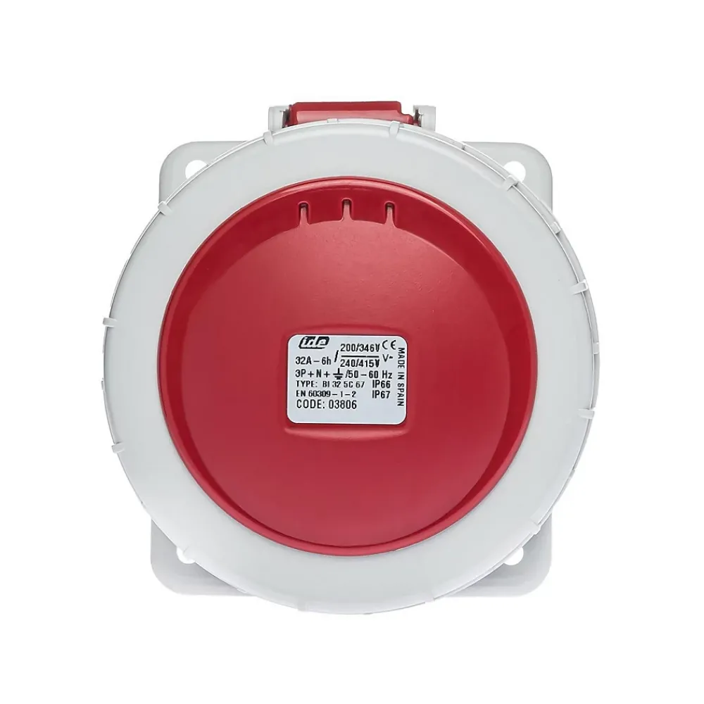 Ide Prise Tétrapolaire 32a 3p+n+t - 5 Broches - Encastrable Sur Coffret - étanche Ip67 -