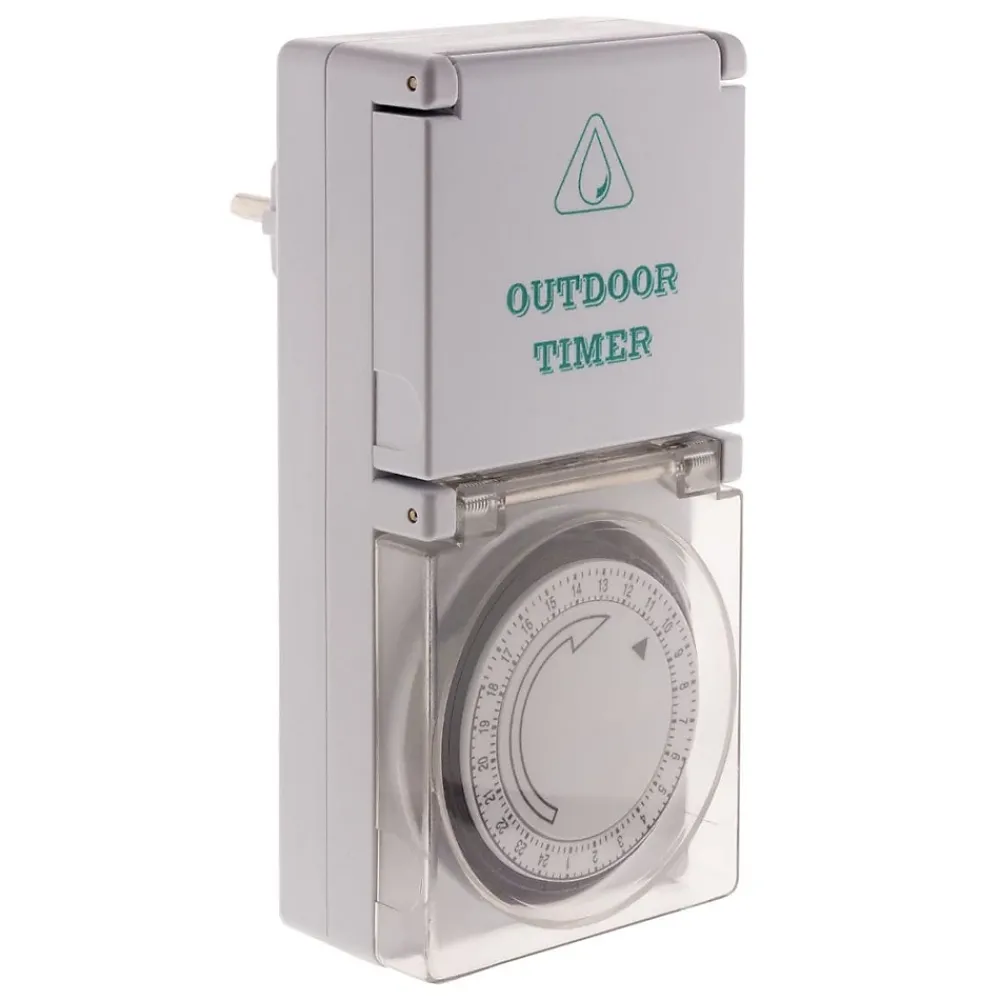 Zenitech Prise Étanche-Programmateur mécanique Schuko IP44 noir