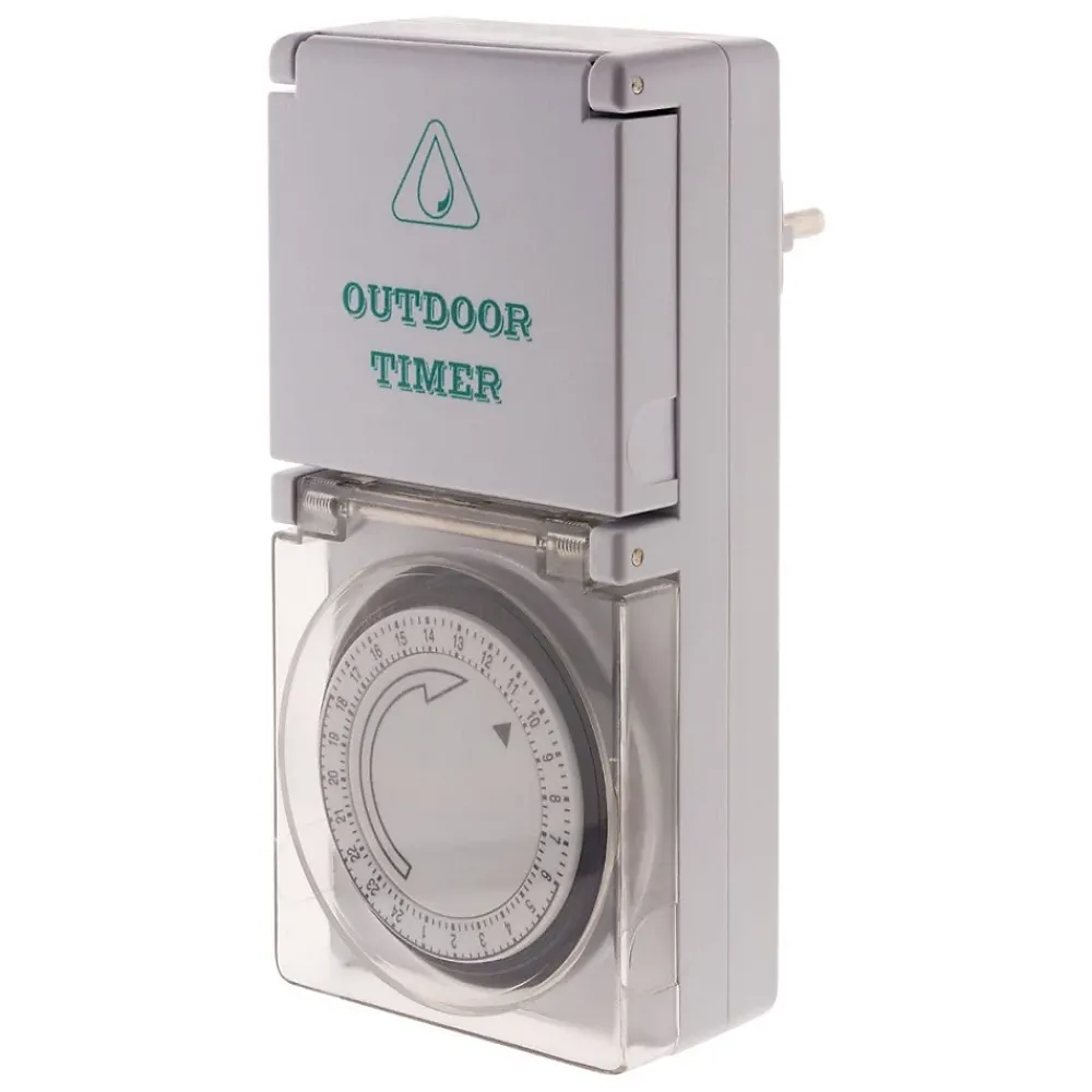 Zenitech Prise Étanche-Programmateur mécanique Schuko IP44 noir