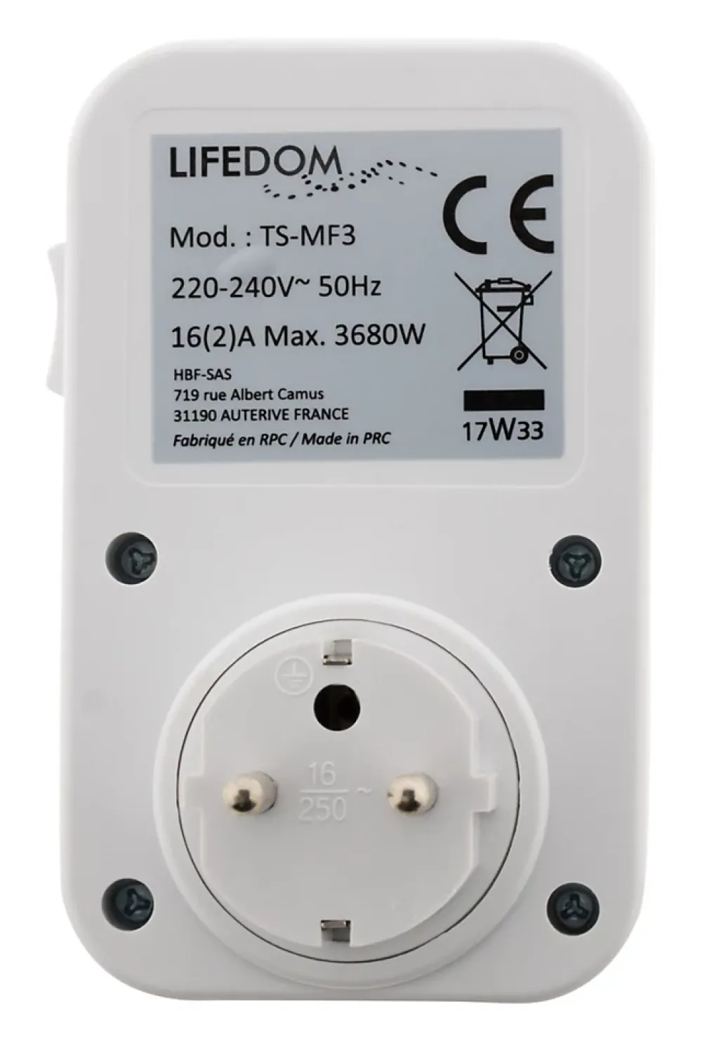 Otio Prise Étanche-2 programmateurs mécaniques + voyant 3500W