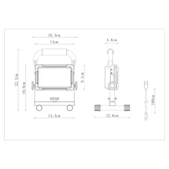 Projecteur Et Lampe De Chantier-Projecteur de chantier portable à LED rechargeable 20 W
