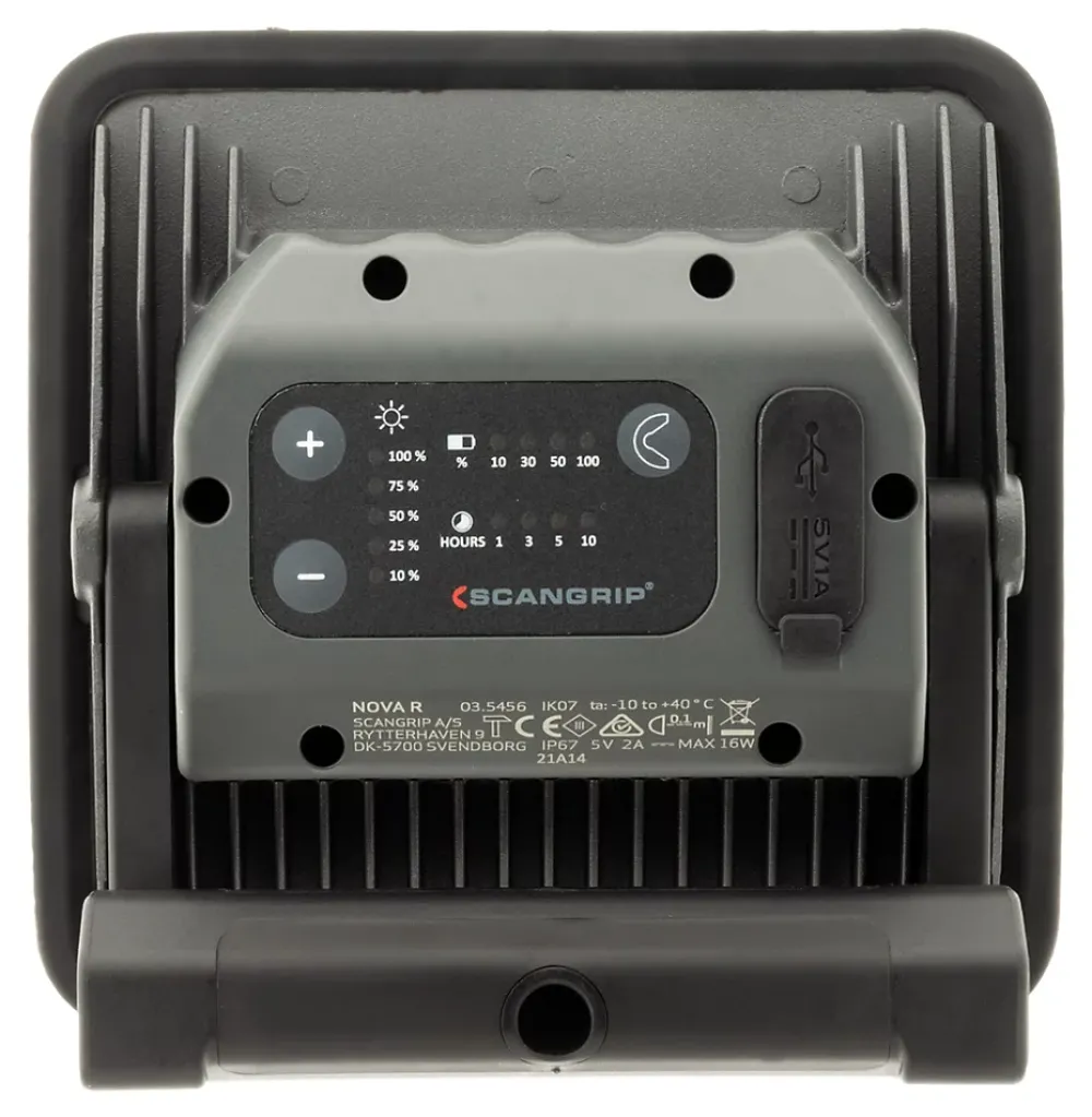 SCANGRIP Projecteur NOVA R rechargeable ultra compact - jusqu'à 2000 lumens - technologie LED COB. 20H d'autonomie - Certifié IP67