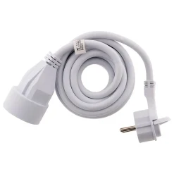 Zenitech Rallonge Électrique-Prolongateur 16A 2P+T HO5VV-F 3G1,5mm² - Blanc 3m avec fiche extraplate -