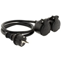 Zenitech Rallonge Électrique-Prolongateur à double tête pour chantier HO7RN-F 16A 3G1,5mm² - Noir 1m -