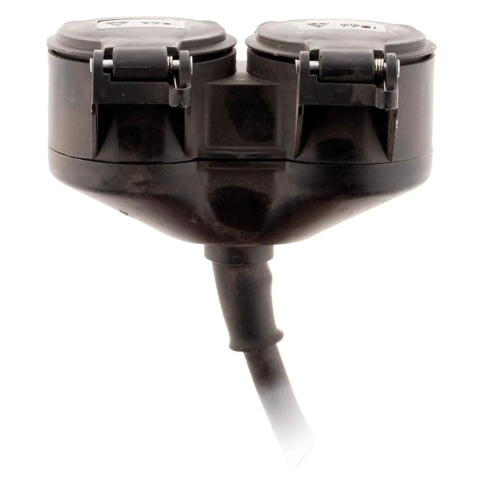 Zenitech Rallonge Électrique-Prolongateur à double tête pour chantier HO7RN-F 16A 3G1,5mm² - Noir 1m -