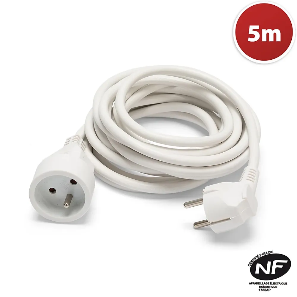 Velamp Enrouleur Électrique-Prolongateur 5 mètres, 16A H05VV-F3G1.5MM2, NF,CE