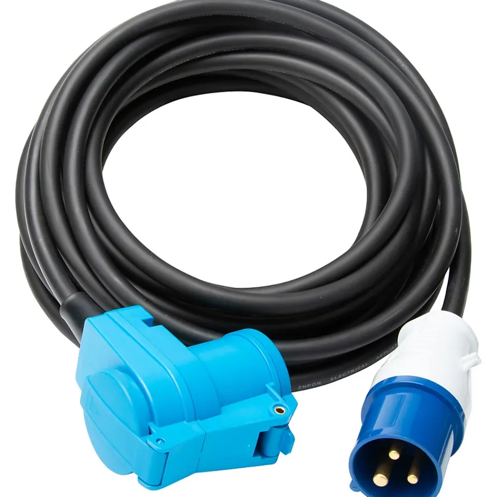 Protec Rallonge Électrique-Prolongateur Schuko CEE P17 10m IP44 - Noir/Bleu -
