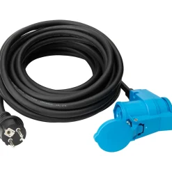 Protec Rallonge Électrique-Prolongateur Schuko CEE P17 10m IP44 - Noir/Bleu -