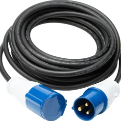 Protec Rallonge Électrique-Prolongateur Schuko CEE P17 10m IP44 - Noir/Bleu -