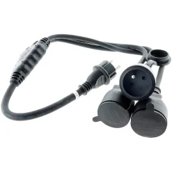 Zenitech Prolongateur à triple tête pour chantier HO7RN-F 16A 3G1,5mm² - Noir 1m -