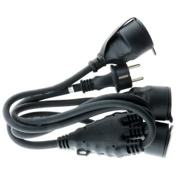 Zenitech Prolongateur à triple tête pour chantier HO7RN-F 16A 3G1,5mm² - Noir 1m -
