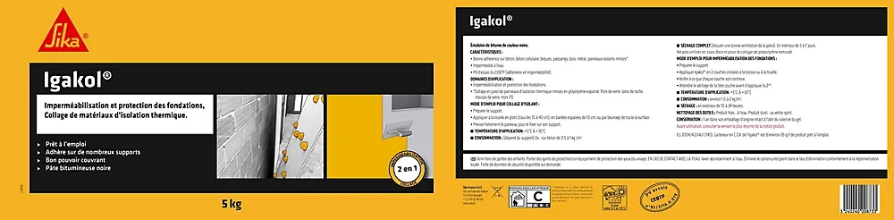 Sika Etanchéité Des Fondations-Pâte bitumineuse Igakol seau de 5 kg