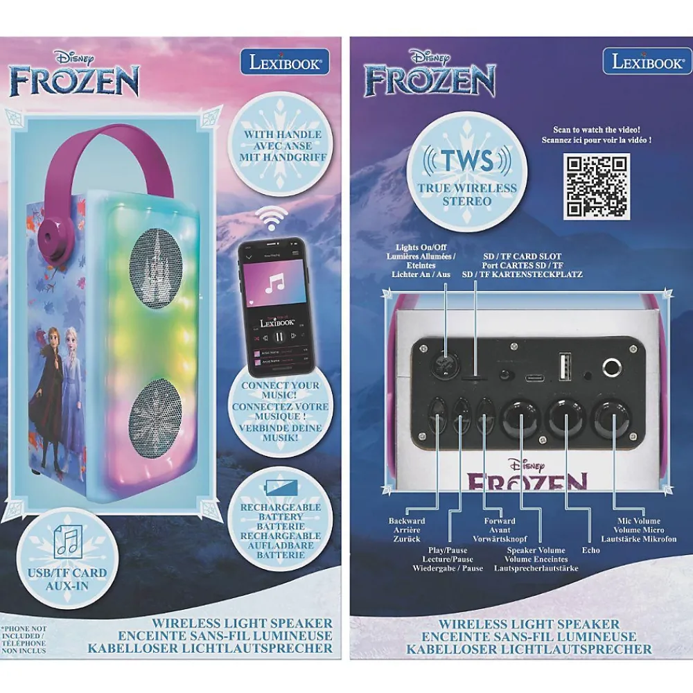 Lexibook Puissante enceinte Bluetooth lumineuse La Reine des Neiges avec micro