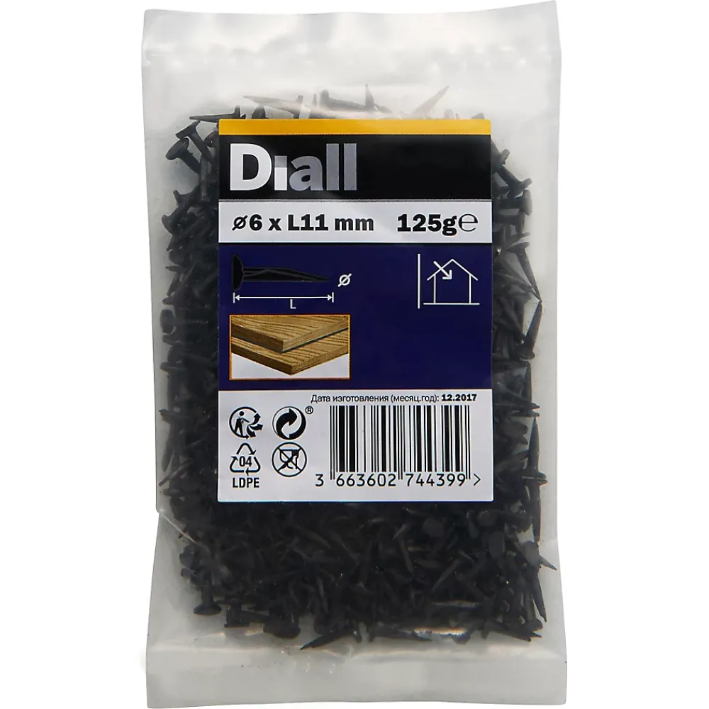 Diall Punaises en acier noirci 6x11 - 125g