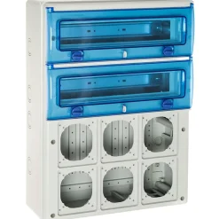 Solera Tableau Électrique Pré-Équipé-1332pv6 Coffret étanche Ip65 Pour 6 Prises Industrielles à Composer - 2 Rangées De 16 Modules - Indubox