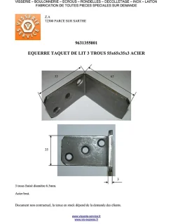 Vis Express Equerre De Fixation-Équerres Taquet LIT 3 Trous 55X65X35X3 Acier - 10 pièces
