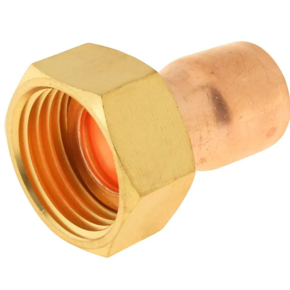 Somatherm for you Tube Et Raccord Cuivre-Raccord collet battu cuivre droit à souder sur tube cuivre Ø14 - sortie écrou tournant femelle 15/21 (1/2"), lot de 2