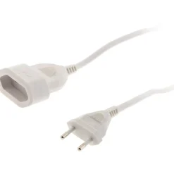 Zenitech Enrouleur Électrique-Rallonge de câble HO5VV-F 2x1mm² - 5m - blanc -