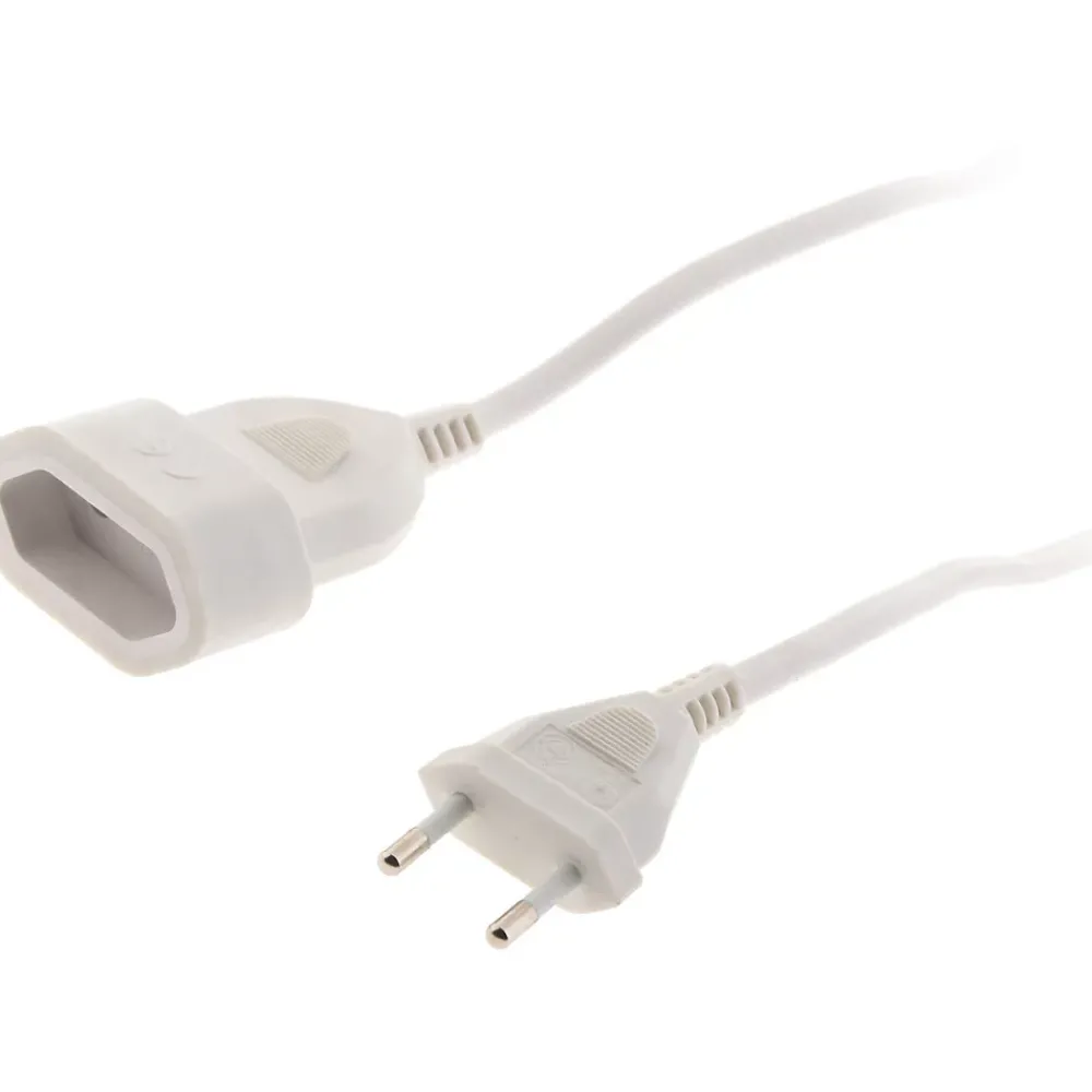 Zenitech Enrouleur Électrique-Rallonge de câble HO5VV-F 2x1mm² - 5m - blanc -