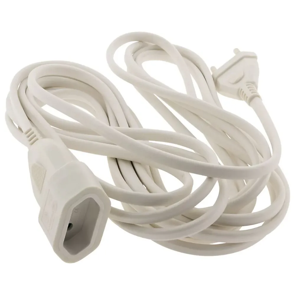 Zenitech Enrouleur Électrique-Rallonge de câble HO5VV-F 2x1mm² - 5m - blanc -
