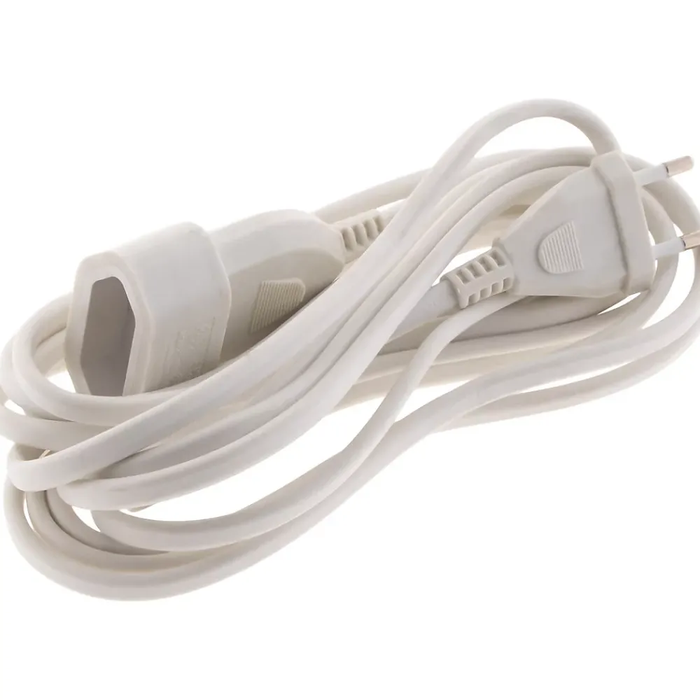 Zenitech Enrouleur Électrique-Rallonge de câble HO5VV-F 2x1mm² - 5m - blanc -