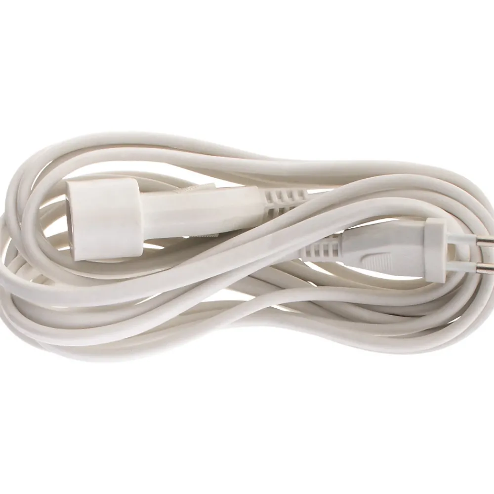 Zenitech Enrouleur Électrique-Rallonge de câble HO5VV-F 2x1mm² - 5m - blanc -
