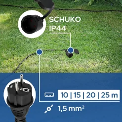 Horoz Electric Rallonge Électrique Et Enrouleur De Jardin-Rallonge de jardin noire Schuko 10 m 3x1,5 mm² IP44 HOROZ