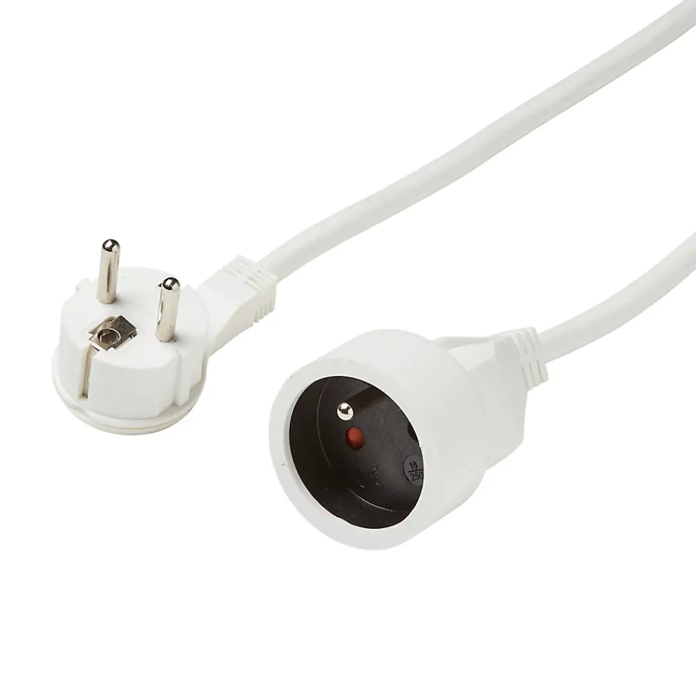 Diall Rallonge intérieur H05VV-F 3 x 1.5 mm² 3m + prise blanc