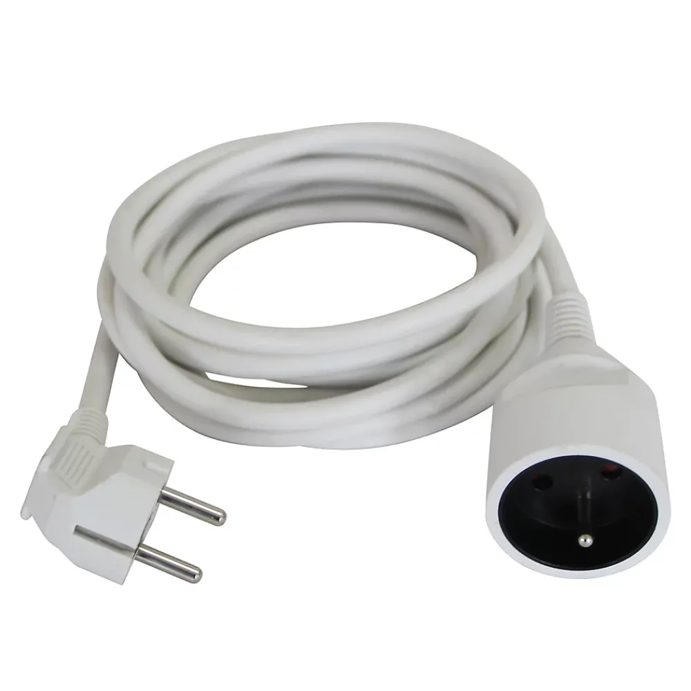 Rallonge électrique câble H05VVF 3G1,5 mm², 3680 W coloris blanc longueur 3 m