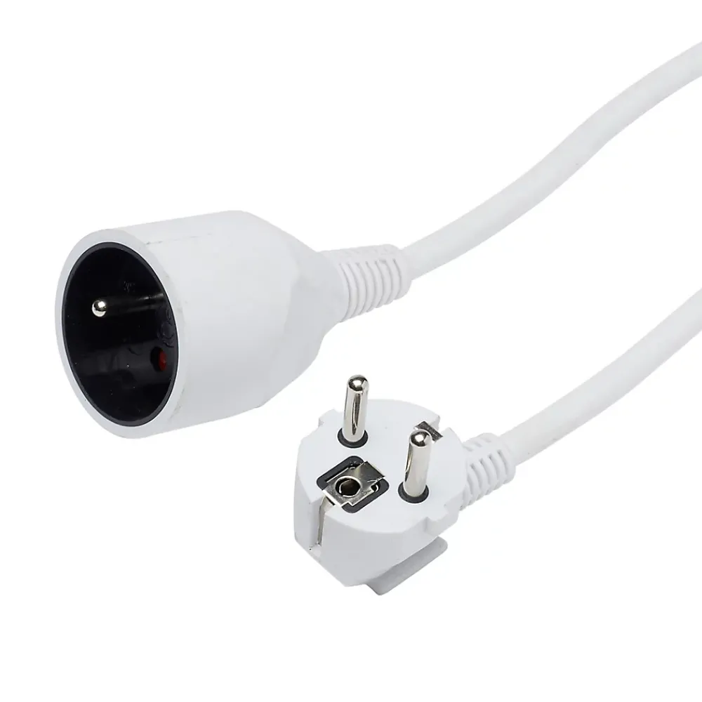 Rallonge électrique câble H05VVF 3G1,5 mm², 3680 W coloris blanc longueur 3 m