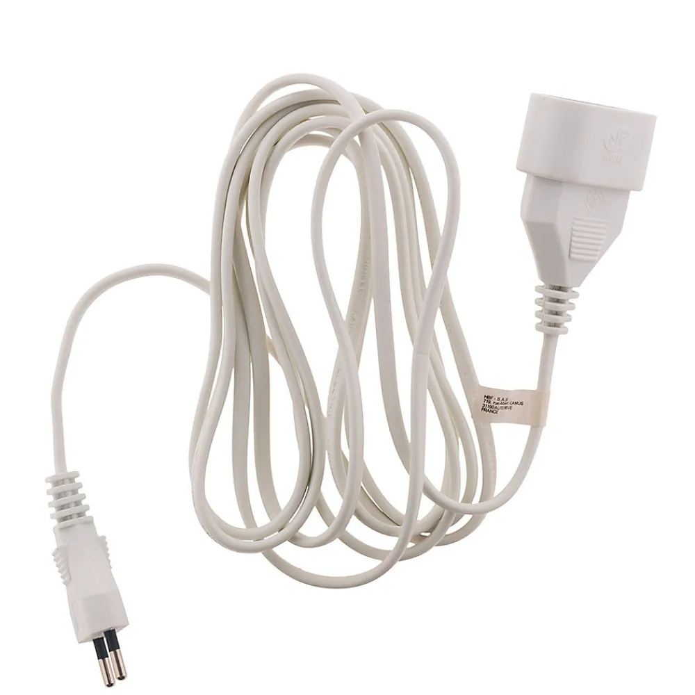 Zenitech Rallonge Électrique-Rallonge 2m - HO3VVH2F 2x0,75mm² 6A - blanc -