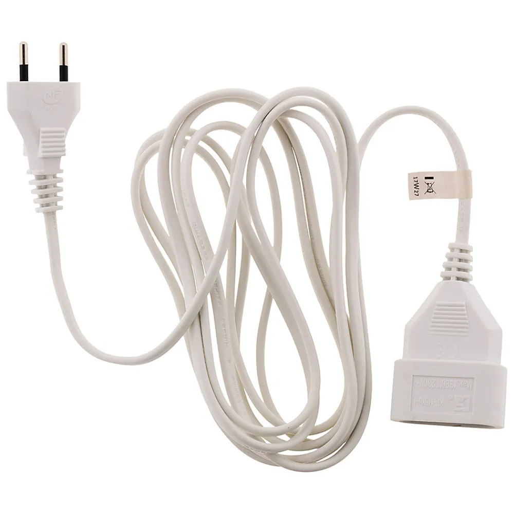 Zenitech Rallonge Électrique-Rallonge 2m - HO3VVH2F 2x0,75mm² 6A - blanc -