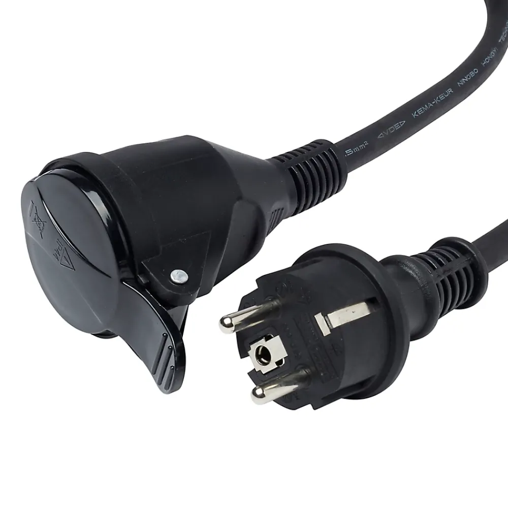 Diall Rallonge Électrique|Rallonge Électrique Et Enrouleur De Jardin-Rallonge noire H05VVF 3G1 5mm² 10m avec clapet