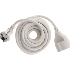 Zenitech Rallonge Électrique-Rallonge Schuko HO5VV-F 3G1,5mm² 5m - blanc -