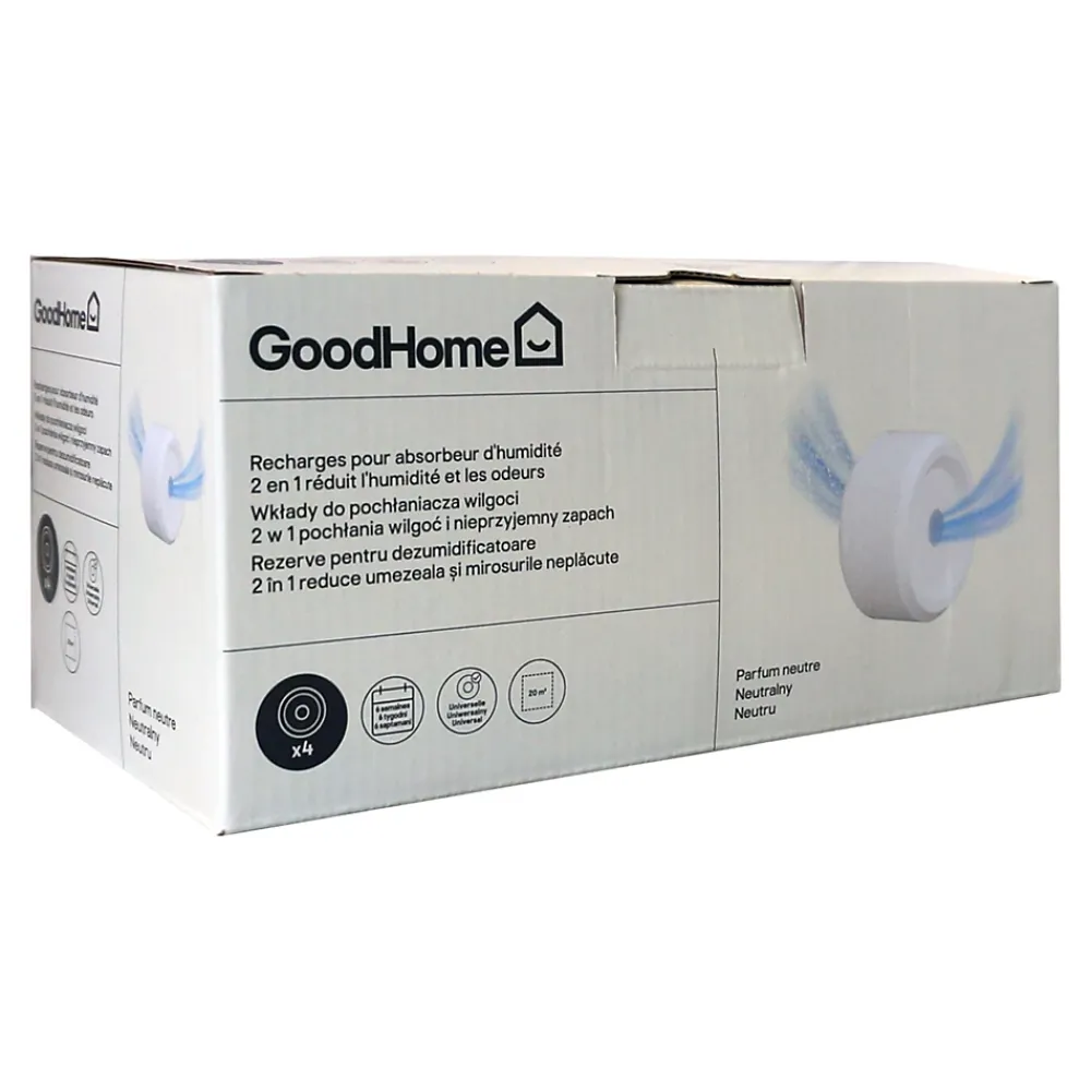 GoodHome Absorbeur D'Humidité-Recharge pour absorbeur d'humidité 4 galets neutre 20m² 450g