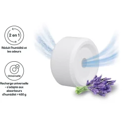 GoodHome Recharge pour absorbeur d'humidité 2 galets lavande 20m² 450g