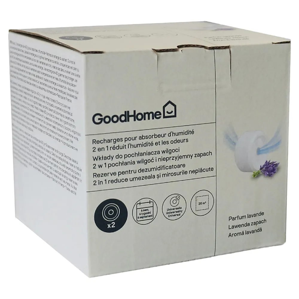 GoodHome Recharge pour absorbeur d'humidité 2 galets lavande 20m² 450g