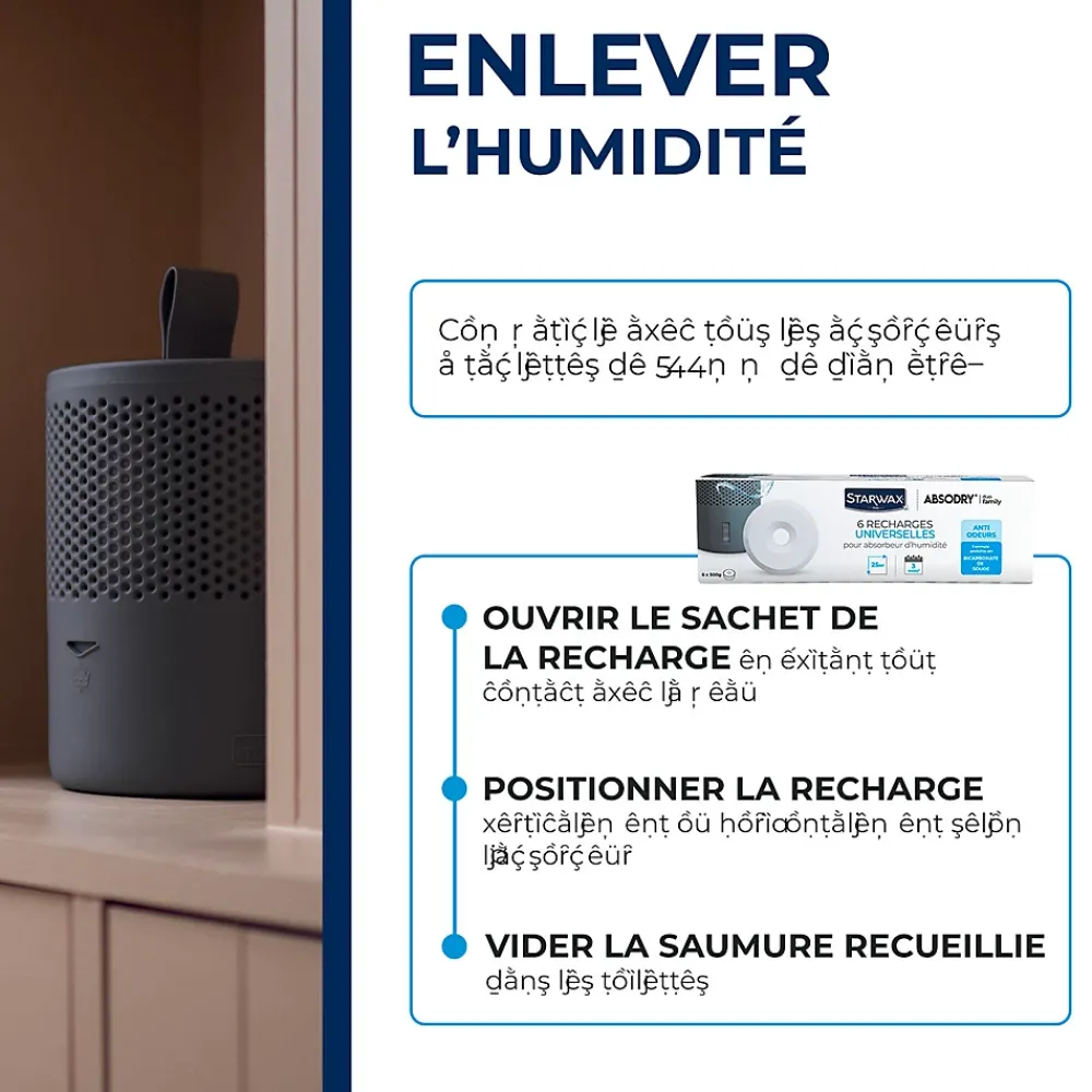 Starwax Absorbeur D'Humidité-6 recharges de 500g universelles pour absorbeur d'humidité