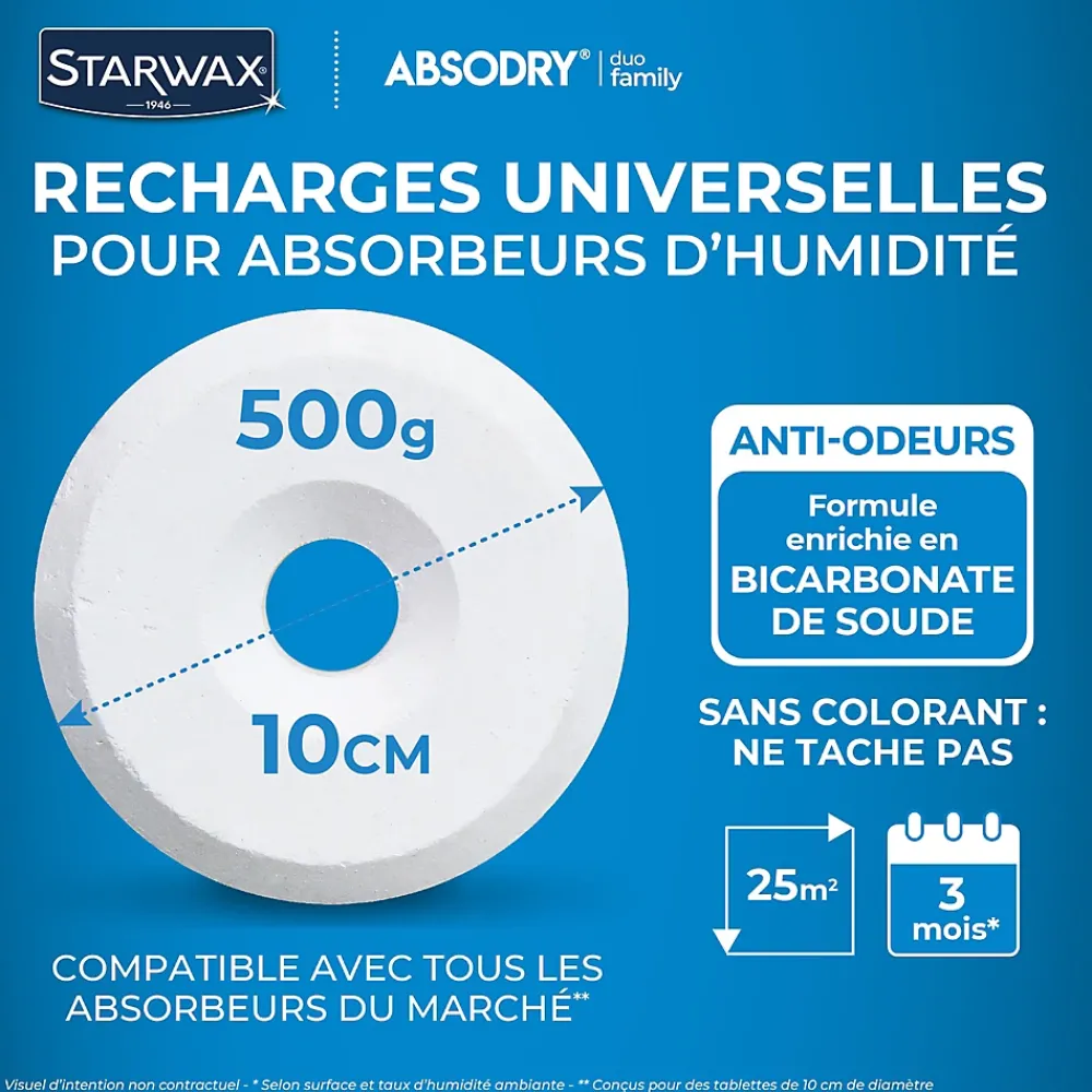 Starwax Absorbeur D'Humidité-6 recharges de 500g universelles pour absorbeur d'humidité