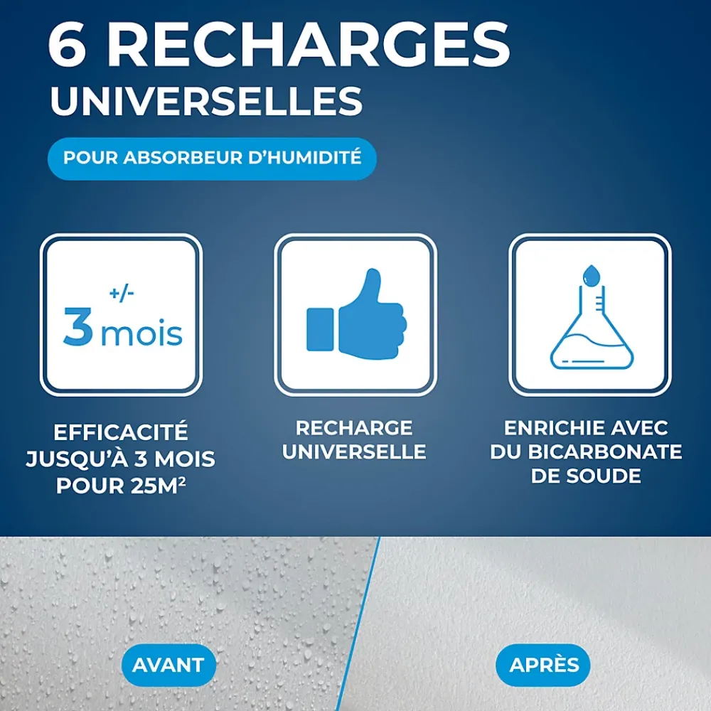Starwax Absorbeur D'Humidité-6 recharges de 500g universelles pour absorbeur d'humidité