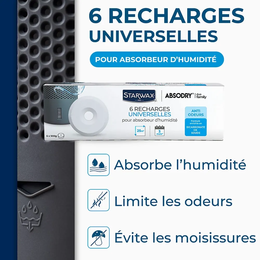Starwax Absorbeur D'Humidité-6 recharges de 500g universelles pour absorbeur d'humidité