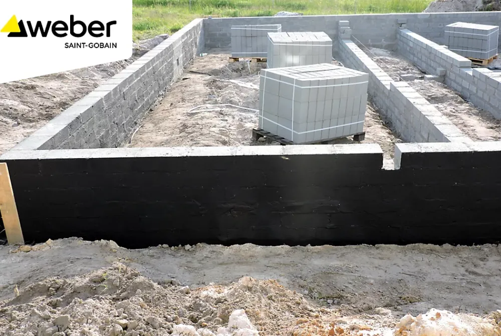 Weber Saint-Gobain Etanchéité Des Fondations-Revêtement d'imperméabilisation des fondations et collage d’isolants 25 kg prêt à l'emploi, Weberdry Bitufondation