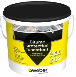 Weber Saint-Gobain Etanchéité Des Fondations-Revêtement d'imperméabilisation des fondations et collage d’isolants 10 kg prêt à l'emploi, Weberdry Bitufondation