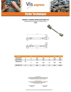 Vis Express Tendeur, Sandow Et Élastique-Ridoir à chapes articulées Inox A4 Diamètre 6 - 1 pièce