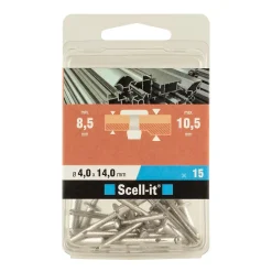 Scell-It Rivet-Rivet aveugle tête plate aluminium 4,0 x 14 mm, 15 pièces