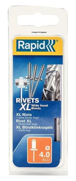 Rapid Rivets XL Ø4 x 18mm Aluminium, 40 pièces